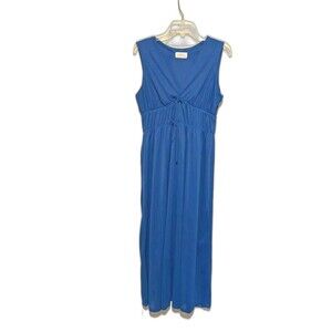 50s Vintage Sears Grecian Long Night Gown Royal Blue Nylon  Empire Waist B36